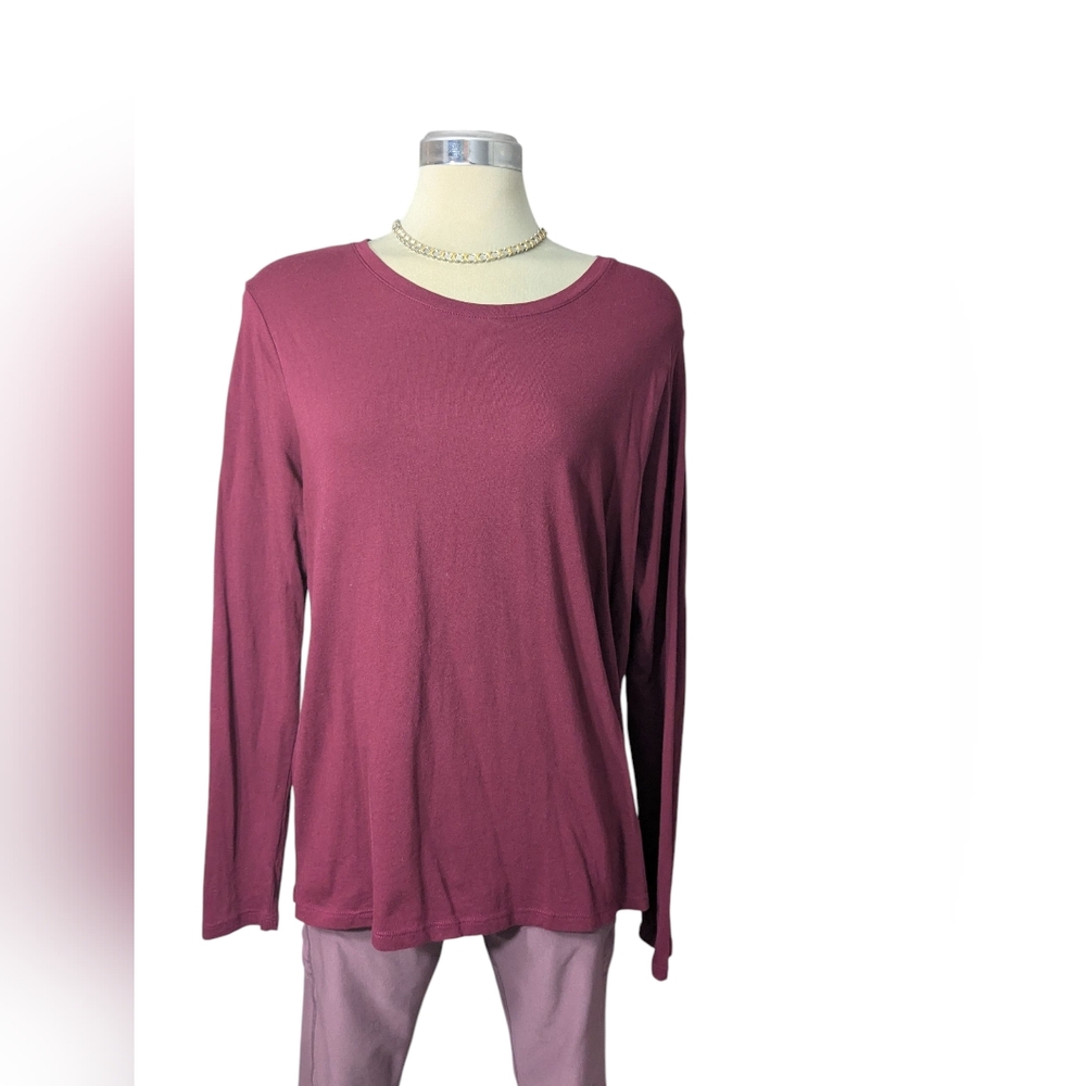 Time and Tru Women's Long Sleeve Top in Deep Rose Size L